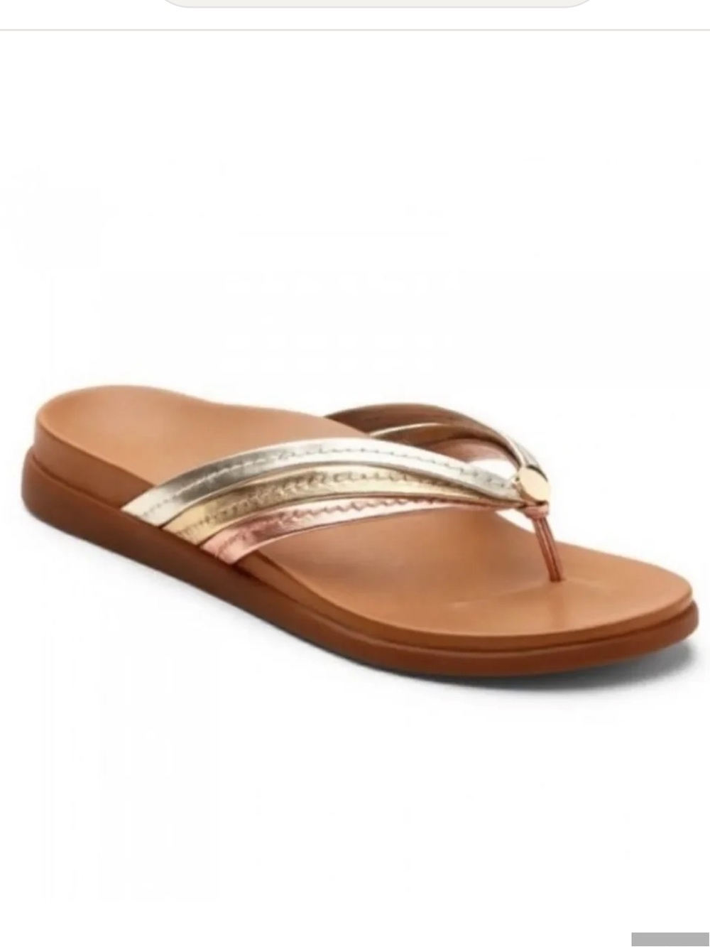 Vionic Orthaheel Palm Catalina Mixed Metallic Gold Silver Rose gold sandals Sz 9